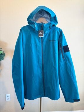 NWT Baerskin Men’s Waterproof Tactical Hooded Rain Jacket 3XL Teal Lightweight